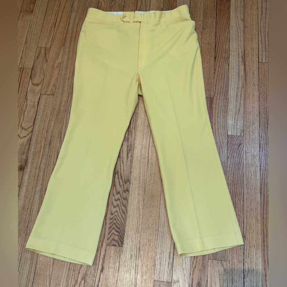 Vintage Arnold Palmer Robert Bruce canary yellow 1960s golf pants 35 x 28 L